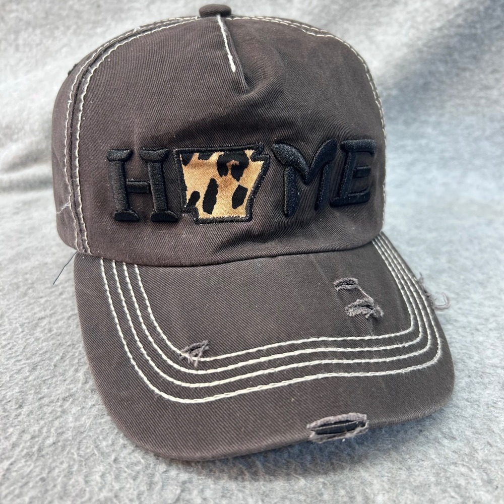 Arkansas Home Leopard State Women Gray Sunshine & Rodeo Distressed Hat OSFM